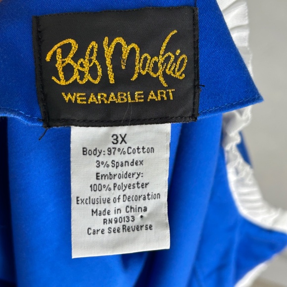 Bob Mackie blazer jacket plus size 3X open front embroidered blue wearable art - Picture 9 of 10